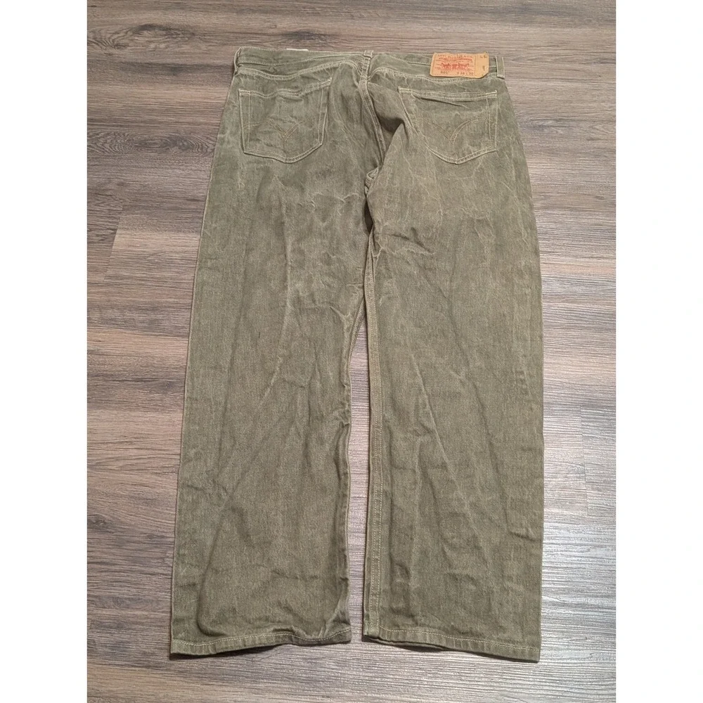 Levis 501 Original Mens 38x30‎ Olive Green Straight Leg Button Fly Denim Jeans